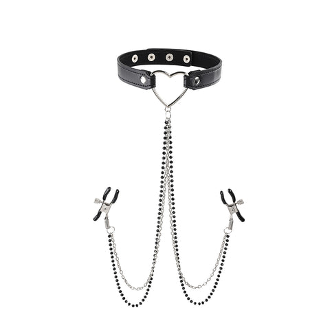 Amor Collar with Nipple Jewelry
