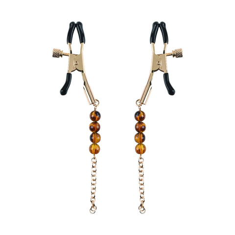 Amber Beaded Nipple Clamps